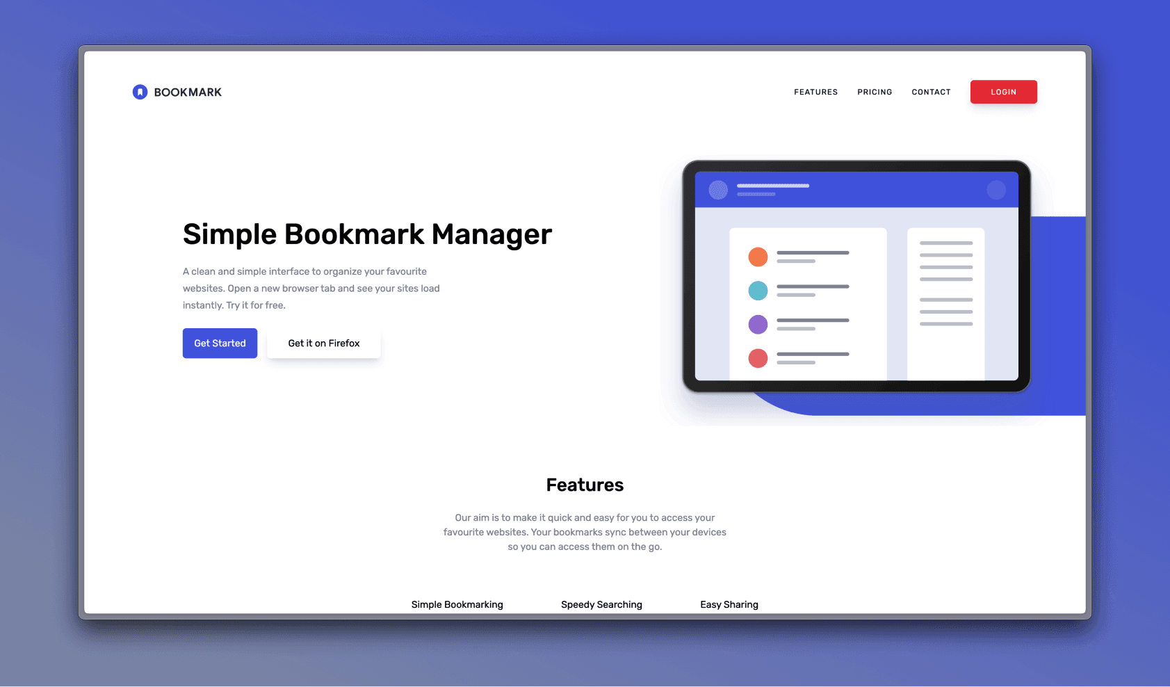 Bookmark | Landing Page